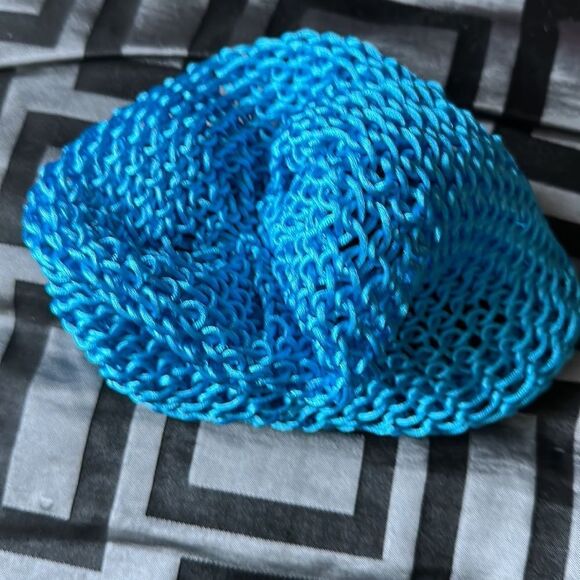 Homemade Hand Crocheted Blue Beanie Winter Hat-Adults - Picture 3 of 3